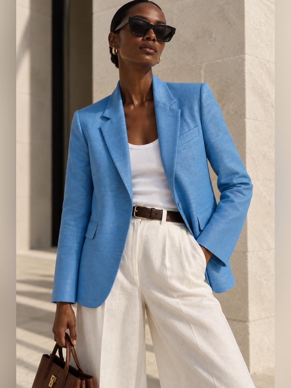 Zadig & Voltaire Blue Linen Cotton Metallic Blazer